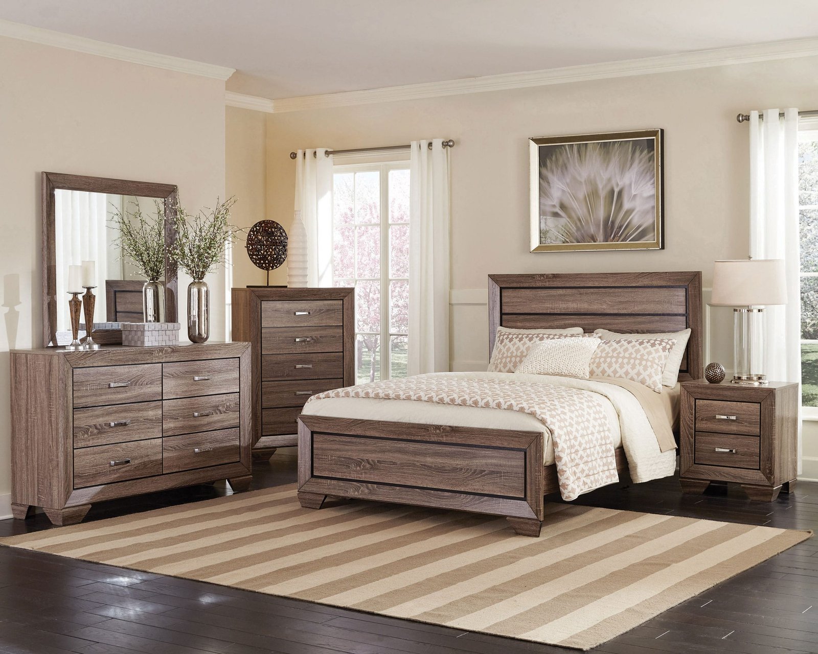 Kauffman Wooden Bedroom Set Dark Brown & Light Brown - Image 5