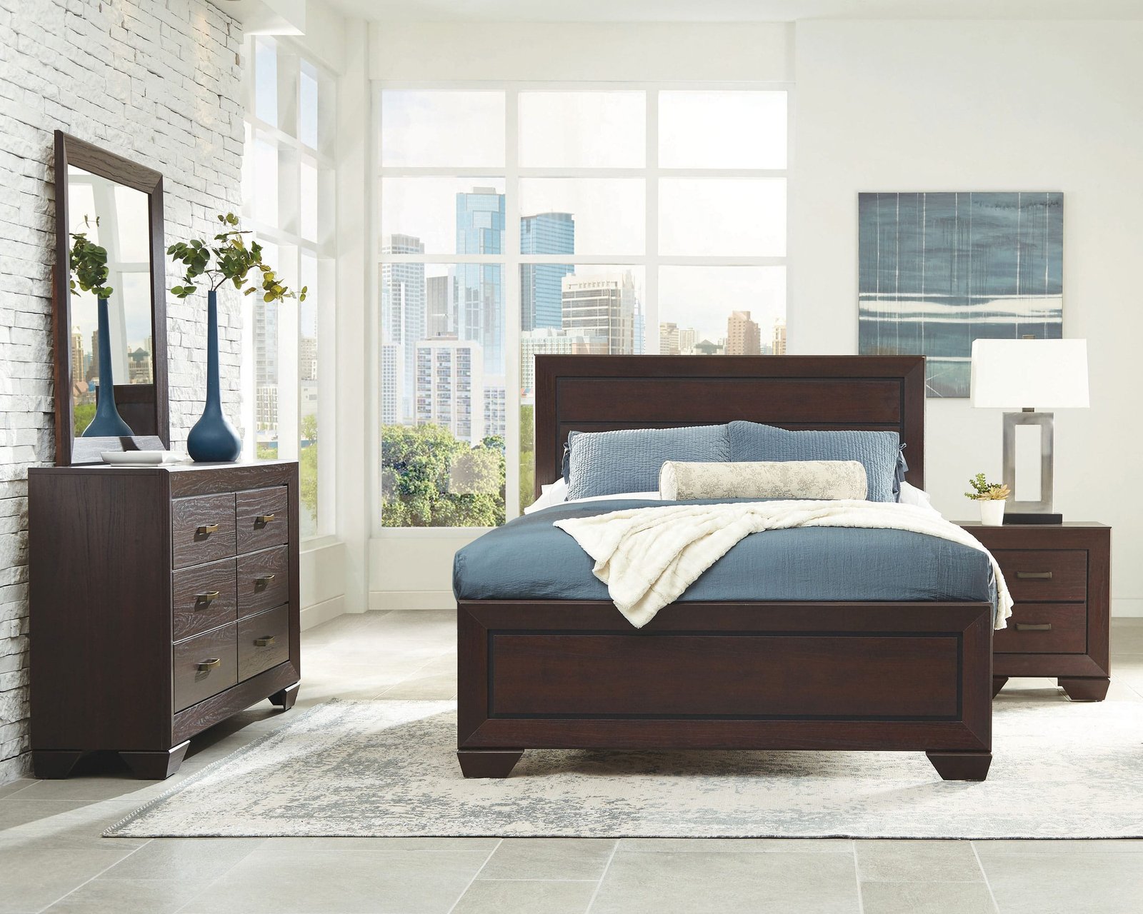 Kauffman Wooden Bedroom Set Dark Brown & Light Brown - Image 9