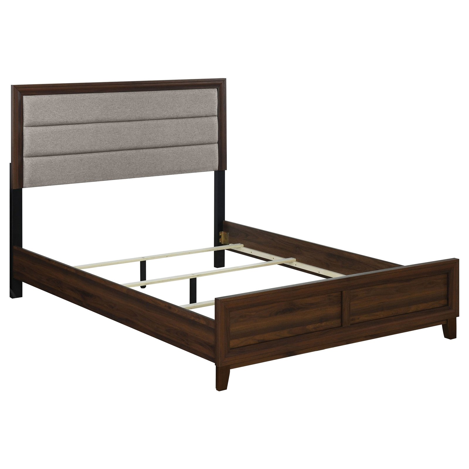 Welsley Wooden Bedroom Set Upholstered Dark Brown - Image 4
