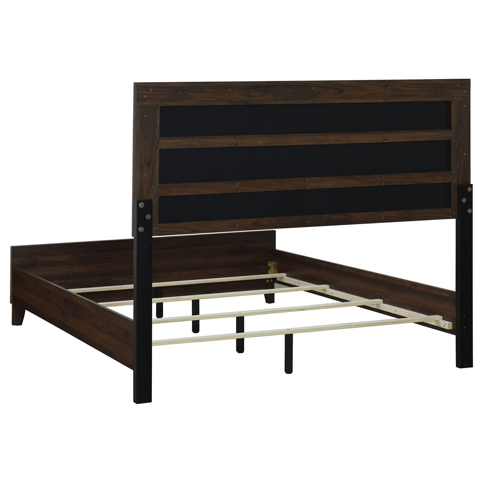 Welsley Wooden Bedroom Set Upholstered Dark Brown - Image 5