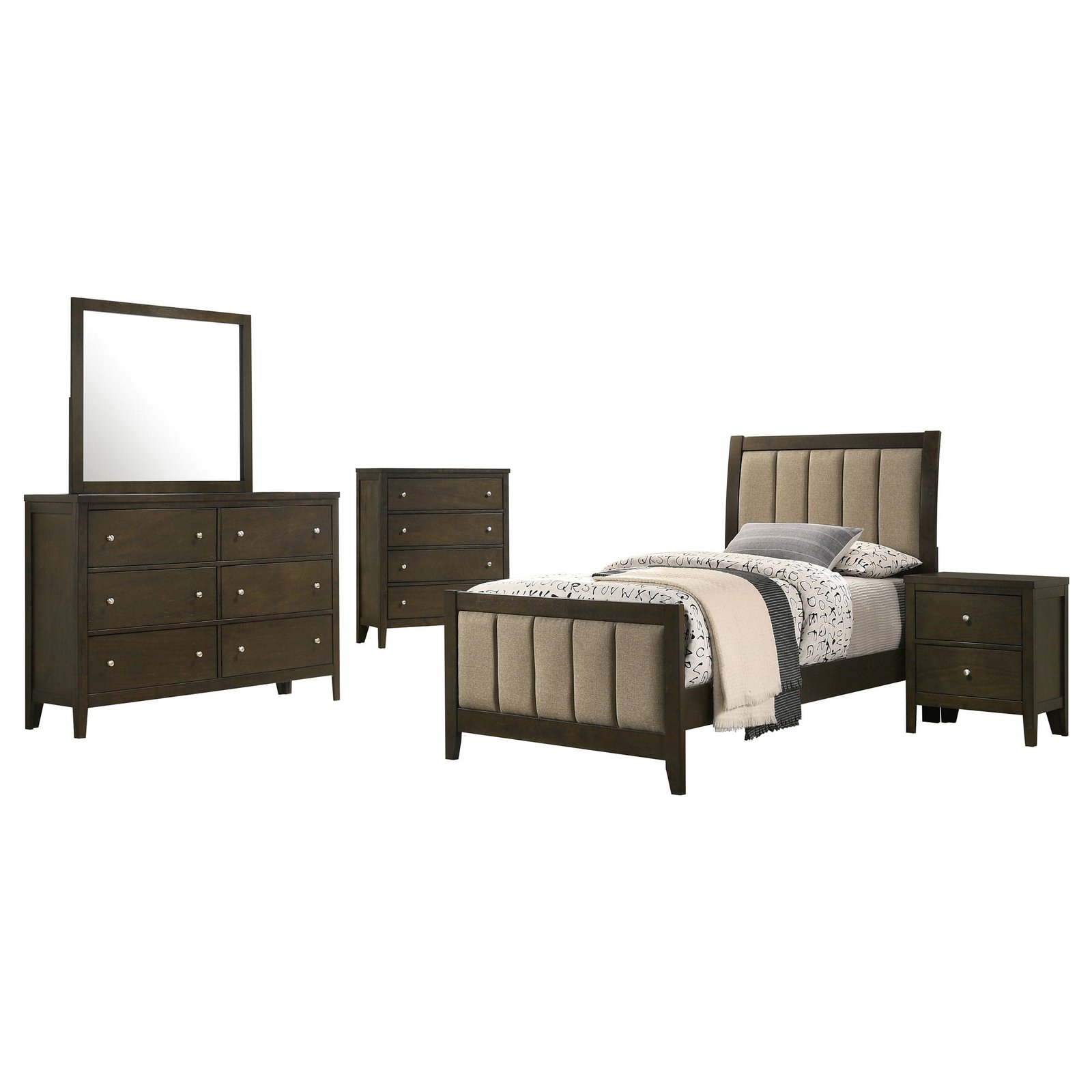 Wilkes Upholstered Bedroom Set Dark Brown - Image 8