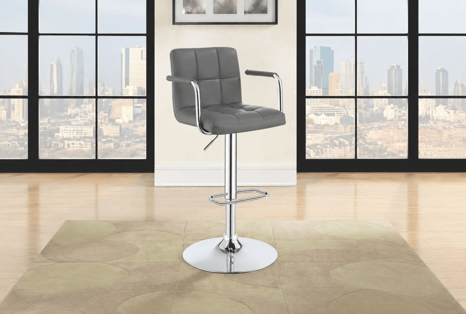 Palomar Adjustable Height Bar Stool Grey and Chrome