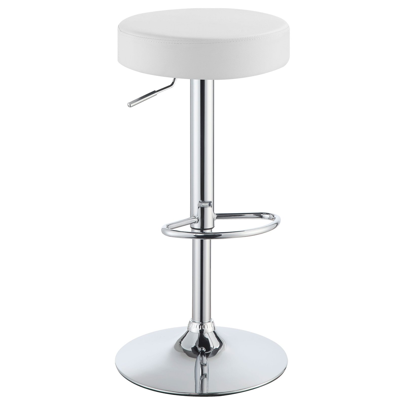 Ramses Adjustable Backless Bar Stool Chrome and White - Image 2