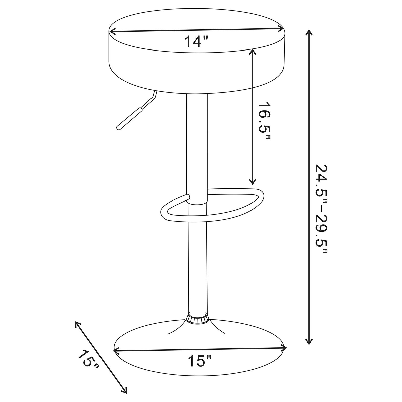 Ramses 29-inch Adjustable Bar Stool Chrome and Black - Image 2