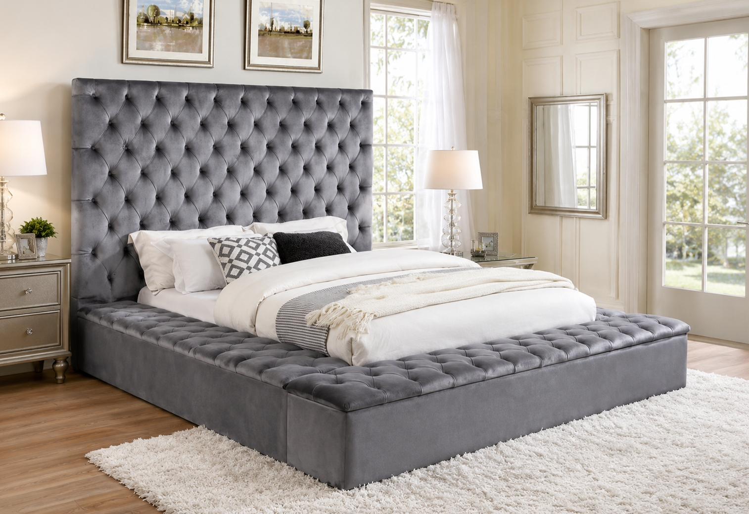 Elegante King Upholstered Platform Bed with Storage (154143/154144/154141/154142)