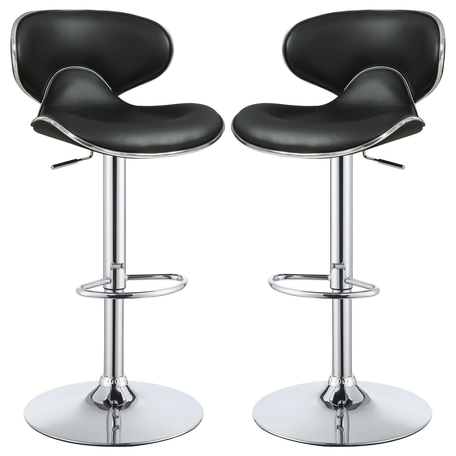 Edenton Upholstered Adjustable Bar Stool Black (Set of 2) - Image 2