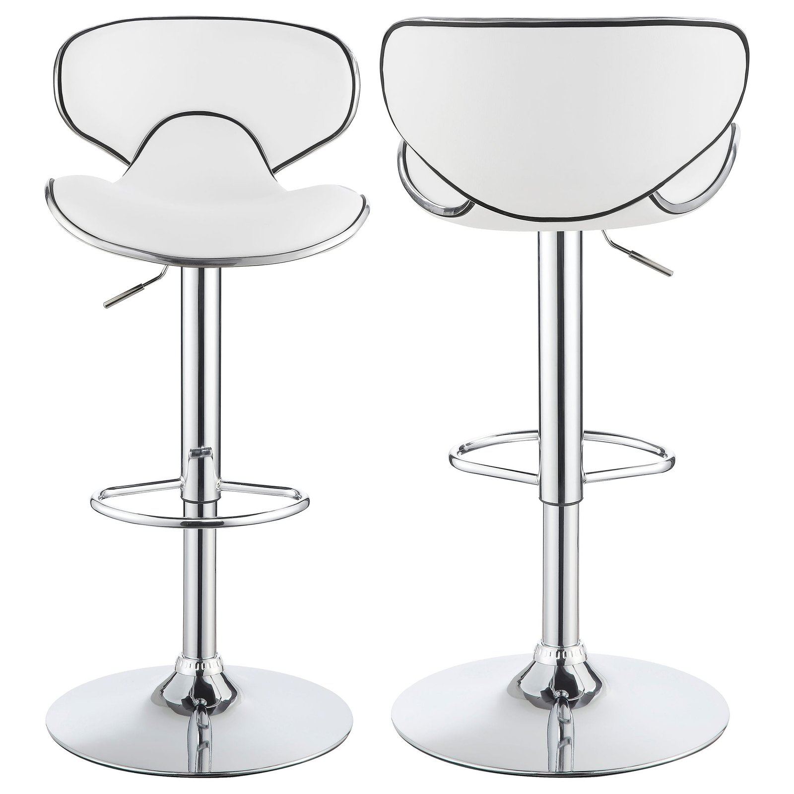Edenton Upholstered Adjustable Bar Stool White (Set of 2) - Image 2