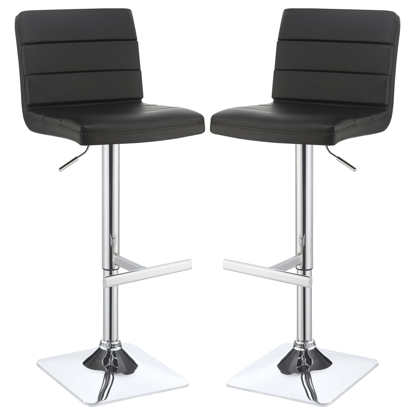 Bianca Upholstered Adjustable Bar Stool Black (Set of 2) - Image 2