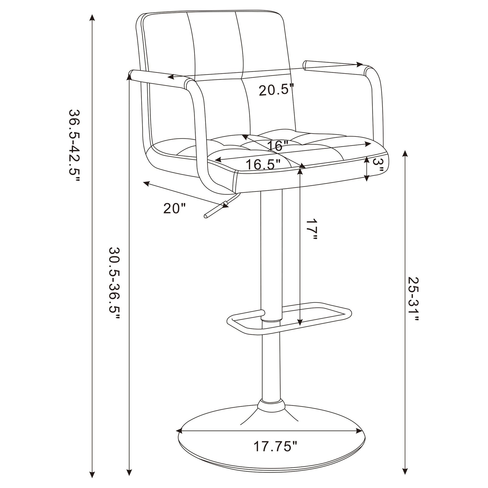 Palomar Adjustable Height Bar Stool Grey and Chrome - Image 3