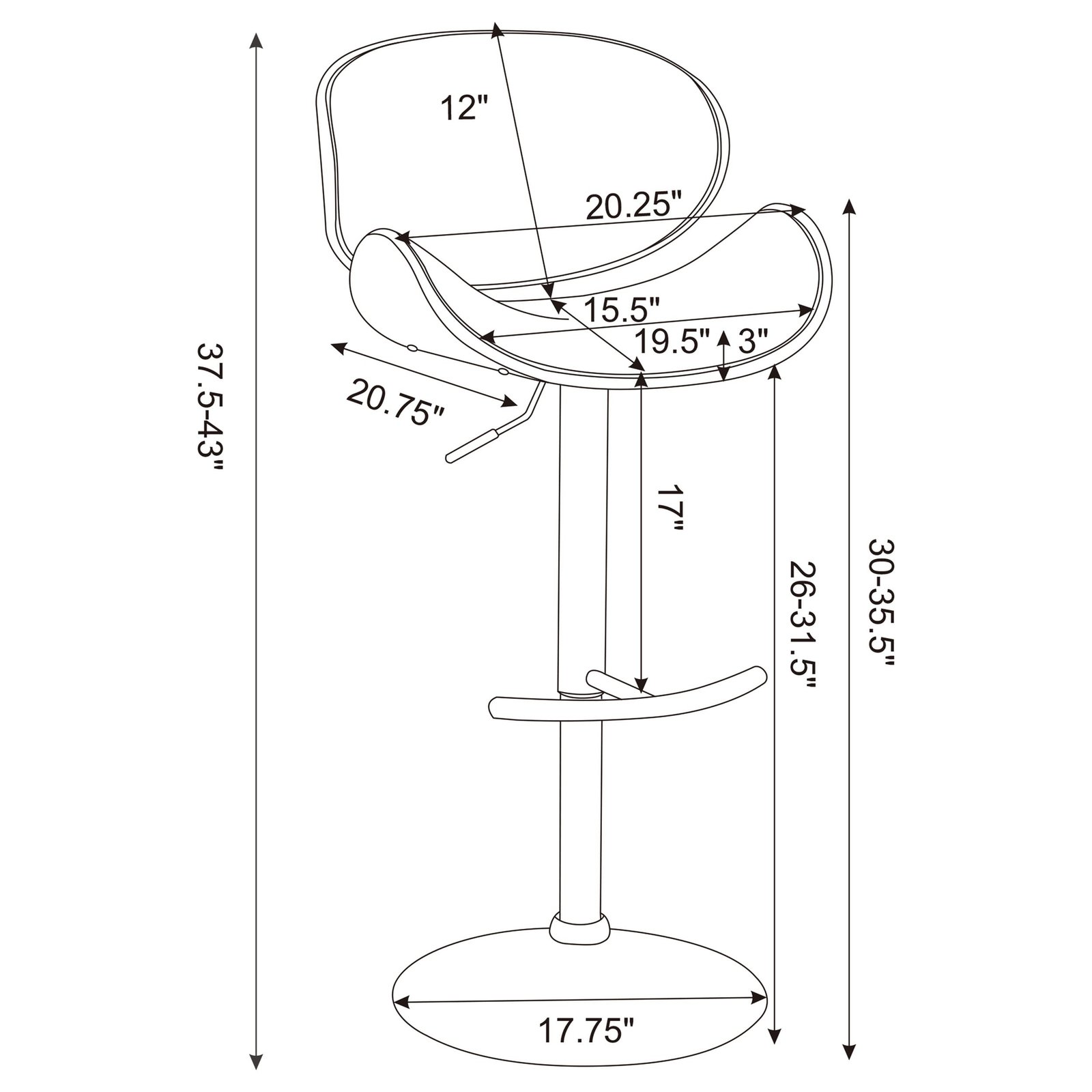 Harris Adjustable Bar Stool Beige and Chrome - Image 3