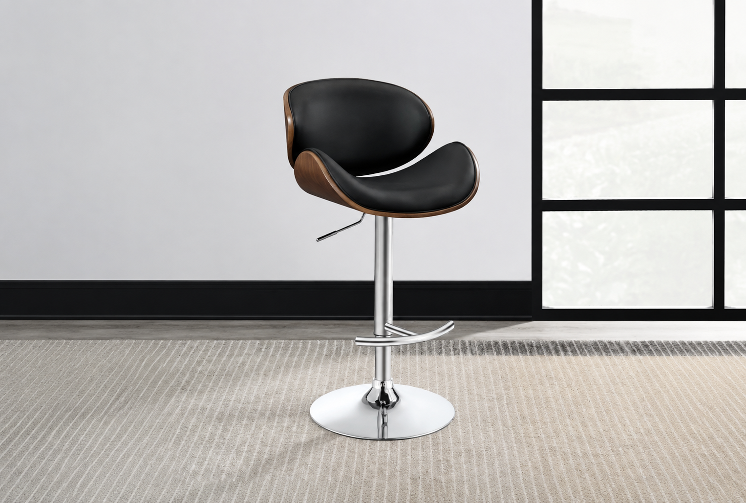 Harris Adjustable Bar Stool Black and Chrome