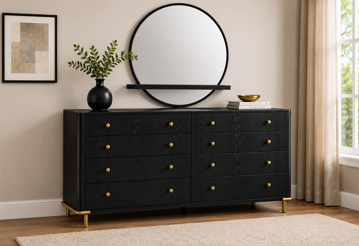 Coaster Furniture - Arini Dresser with Mirror in Black - 224333M