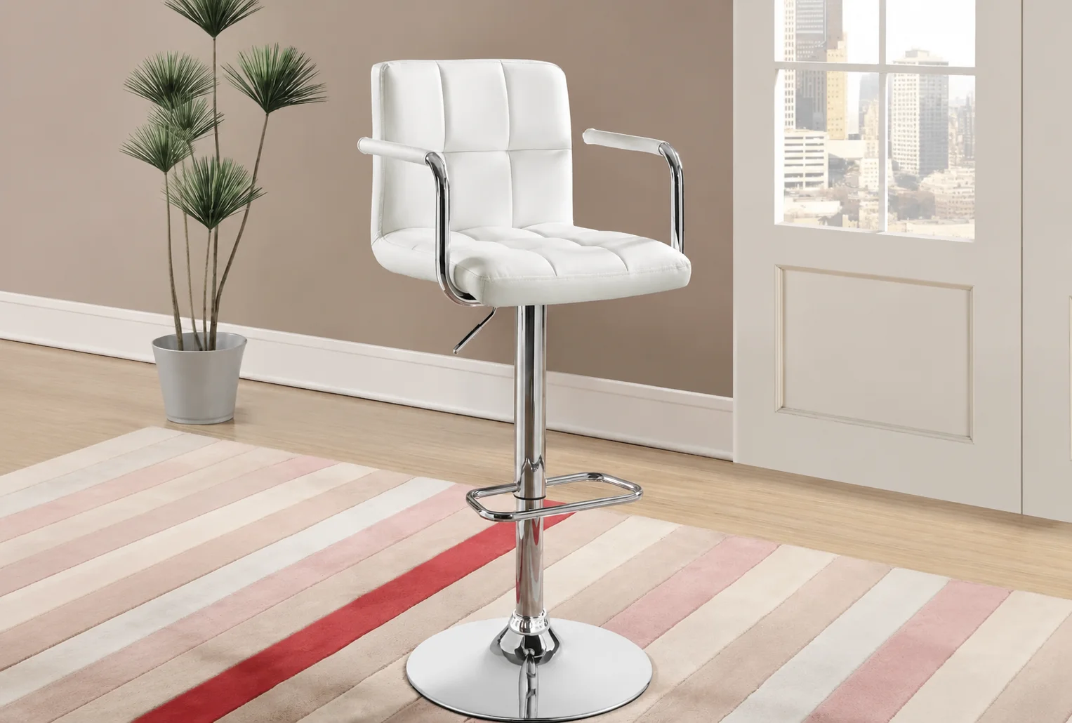 Palomar Adjustable Height Bar Stool White and Chrome
