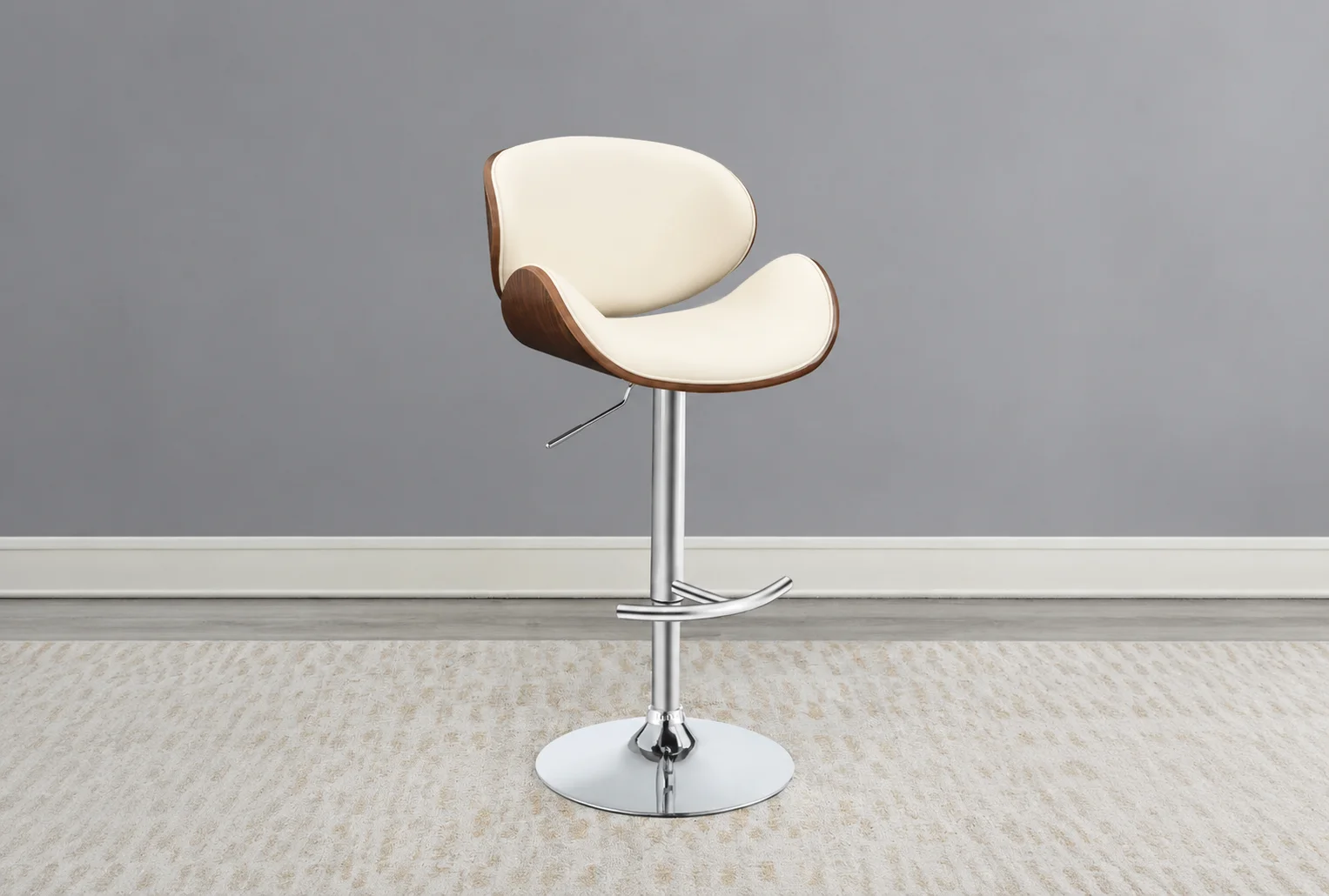 Harris Adjustable Bar Stool Beige and Chrome
