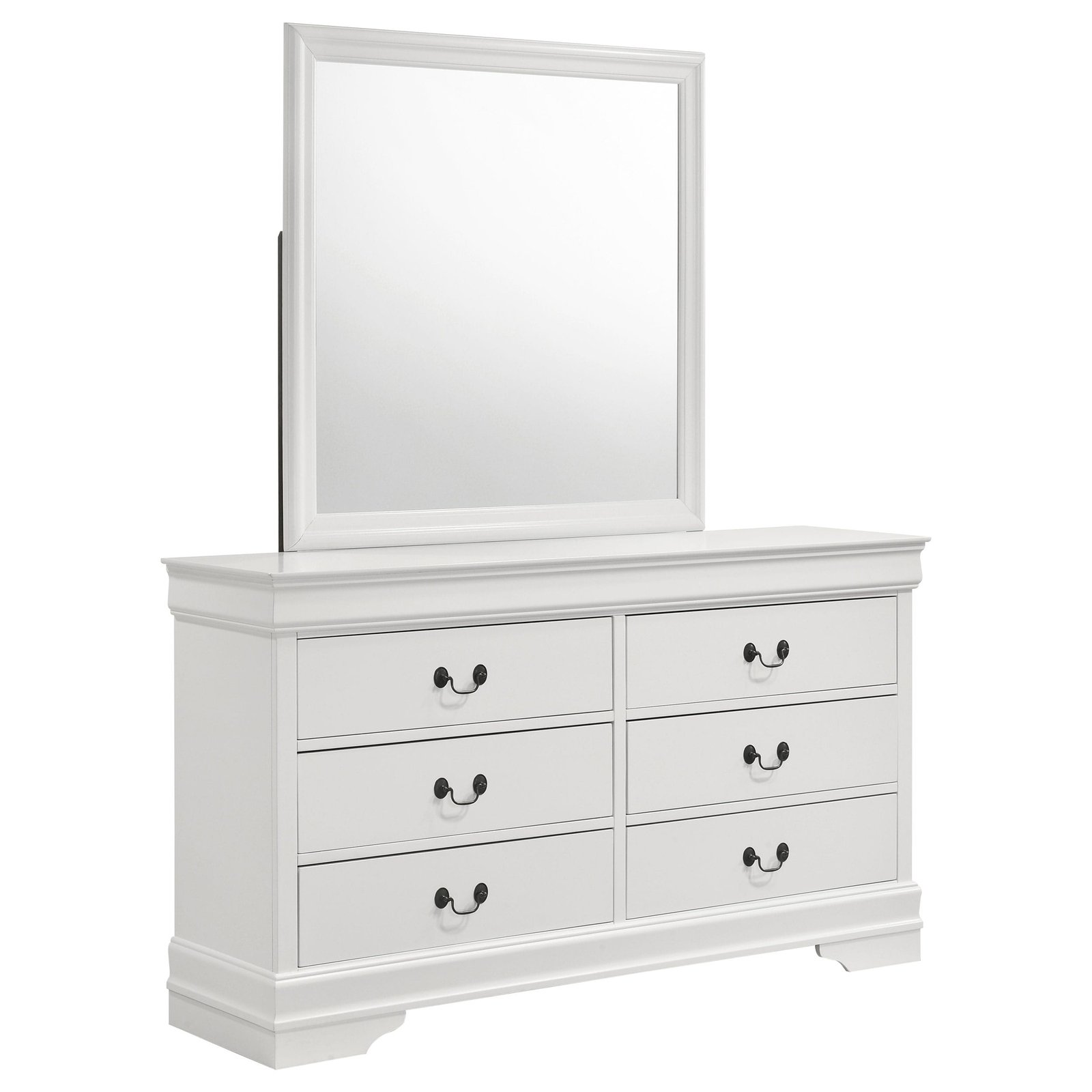 Louis Philippe 6-drawer Dresser and Mirror White - Image 2
