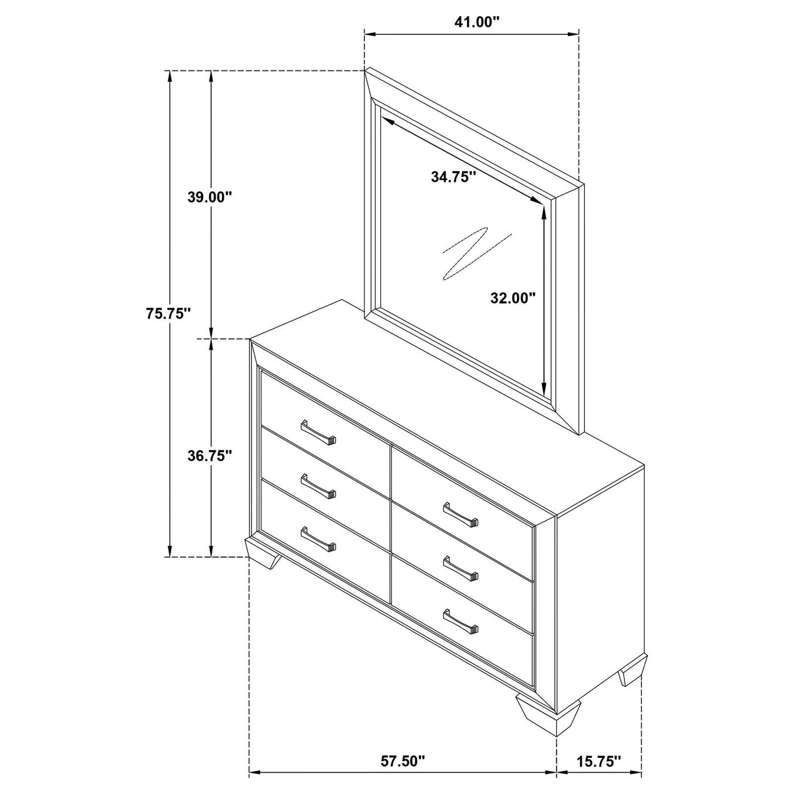 Kauffman 6-drawer Dresser with Mirror Brown - Image 3