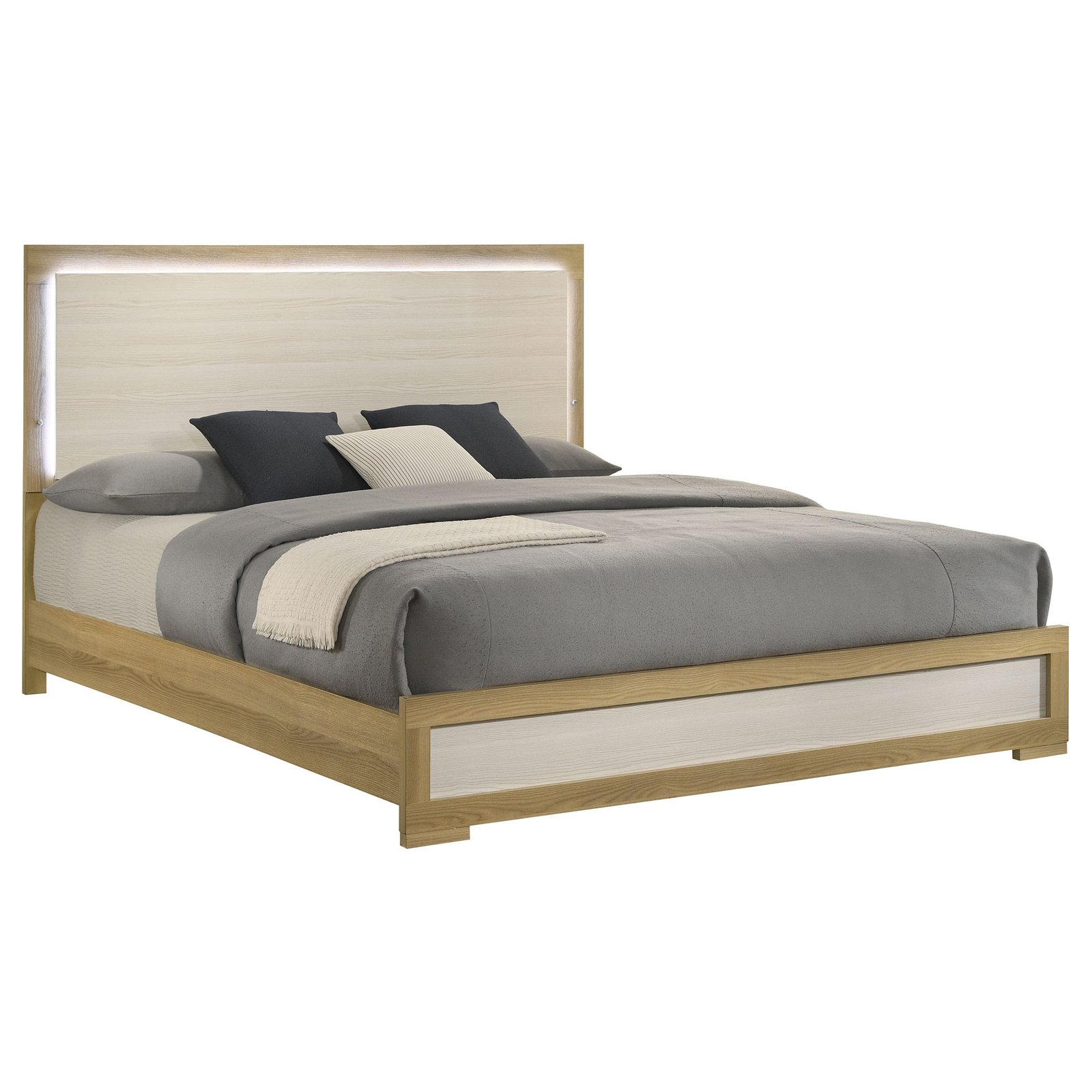 Hyland Panel Bed LED Headboard Natural - Image 4