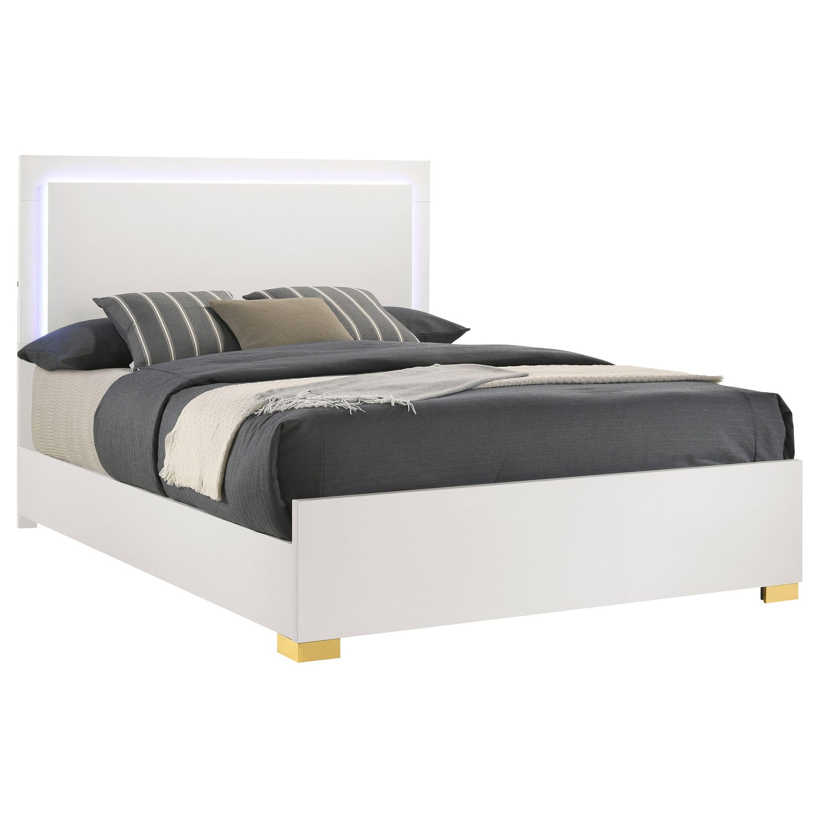 Marceline Wood LED Panel Bed White - Image 2