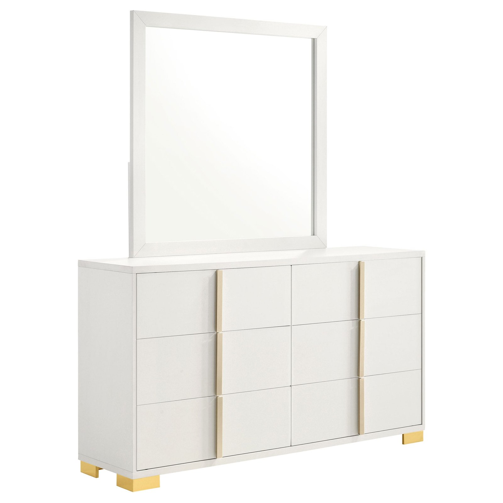 Marceline 6-drawer Dresser with Mirror White - Image 2