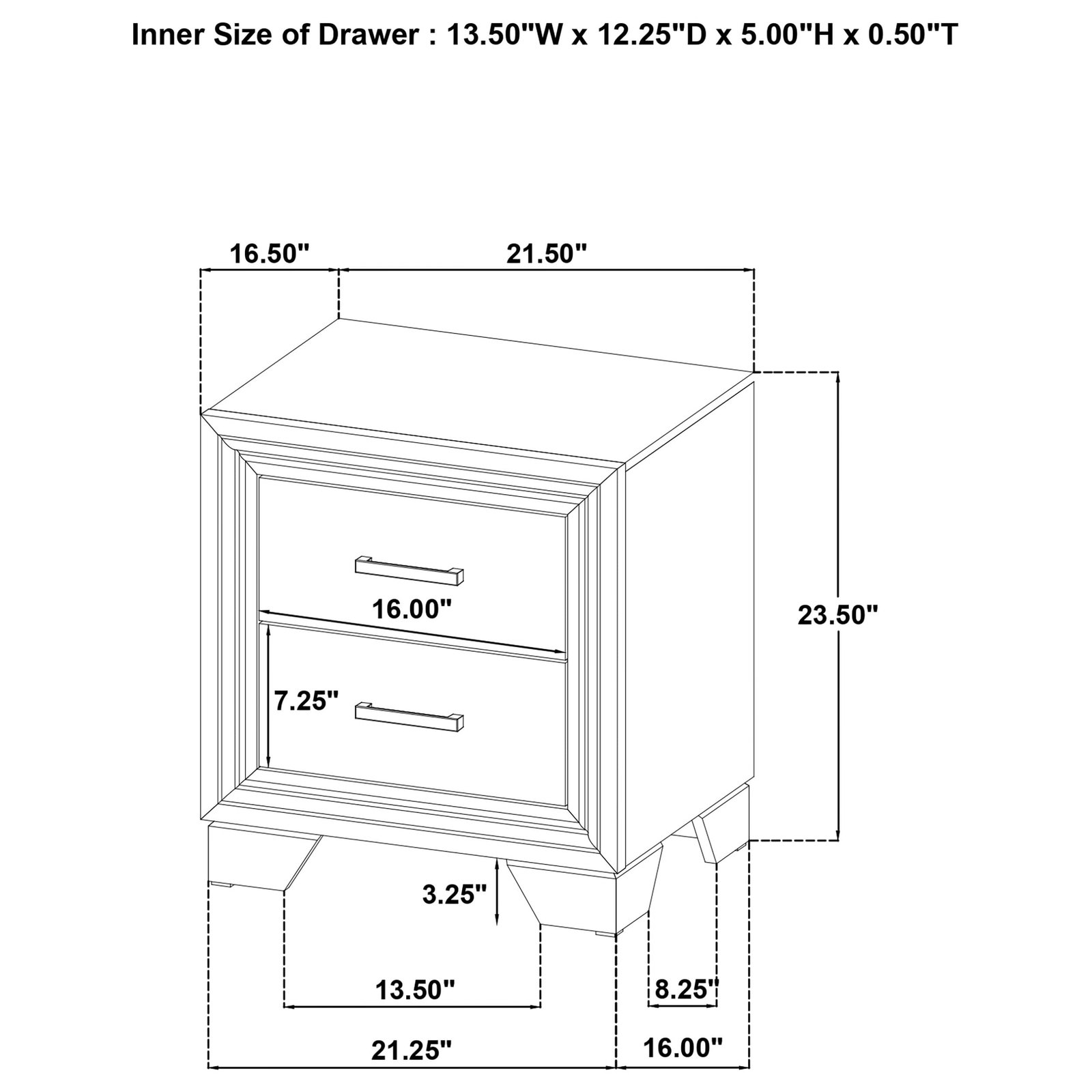 Wright 2-drawer Nightstand Bedside Table Brown - Image 3