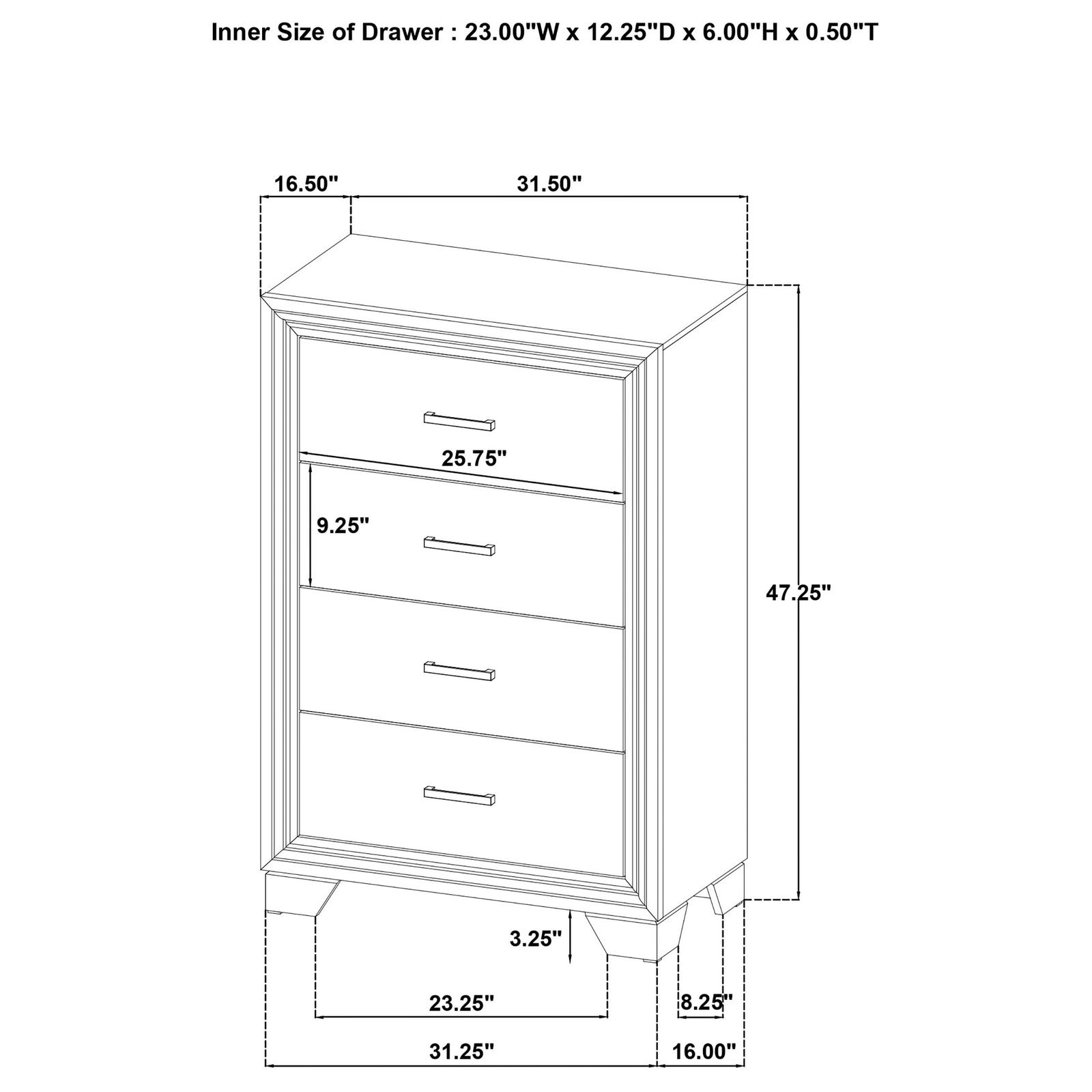 Wright 4-drawer Chest of Drawers Brown - Image 3