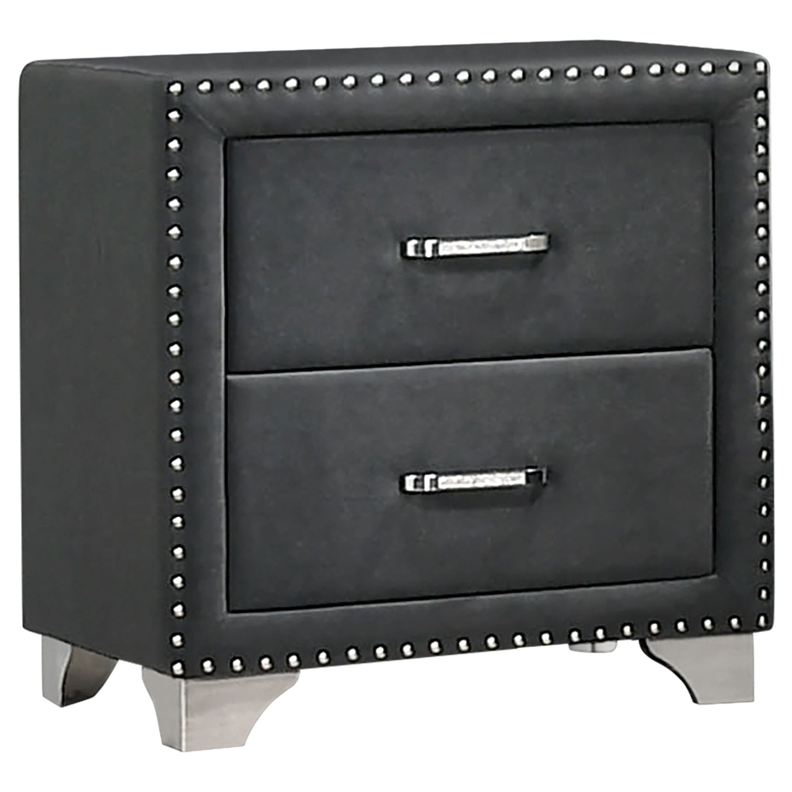 Melody Upholstered 2-drawer Nightstand Grey - Image 2