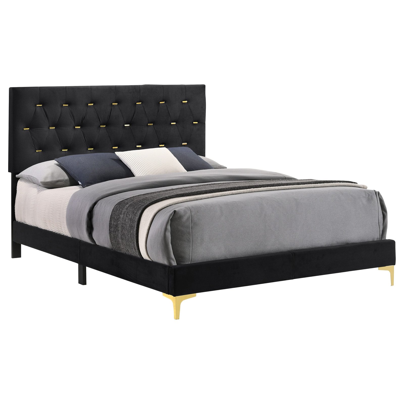 Kendall Upholstered Panel Bed Black & White - Image 3