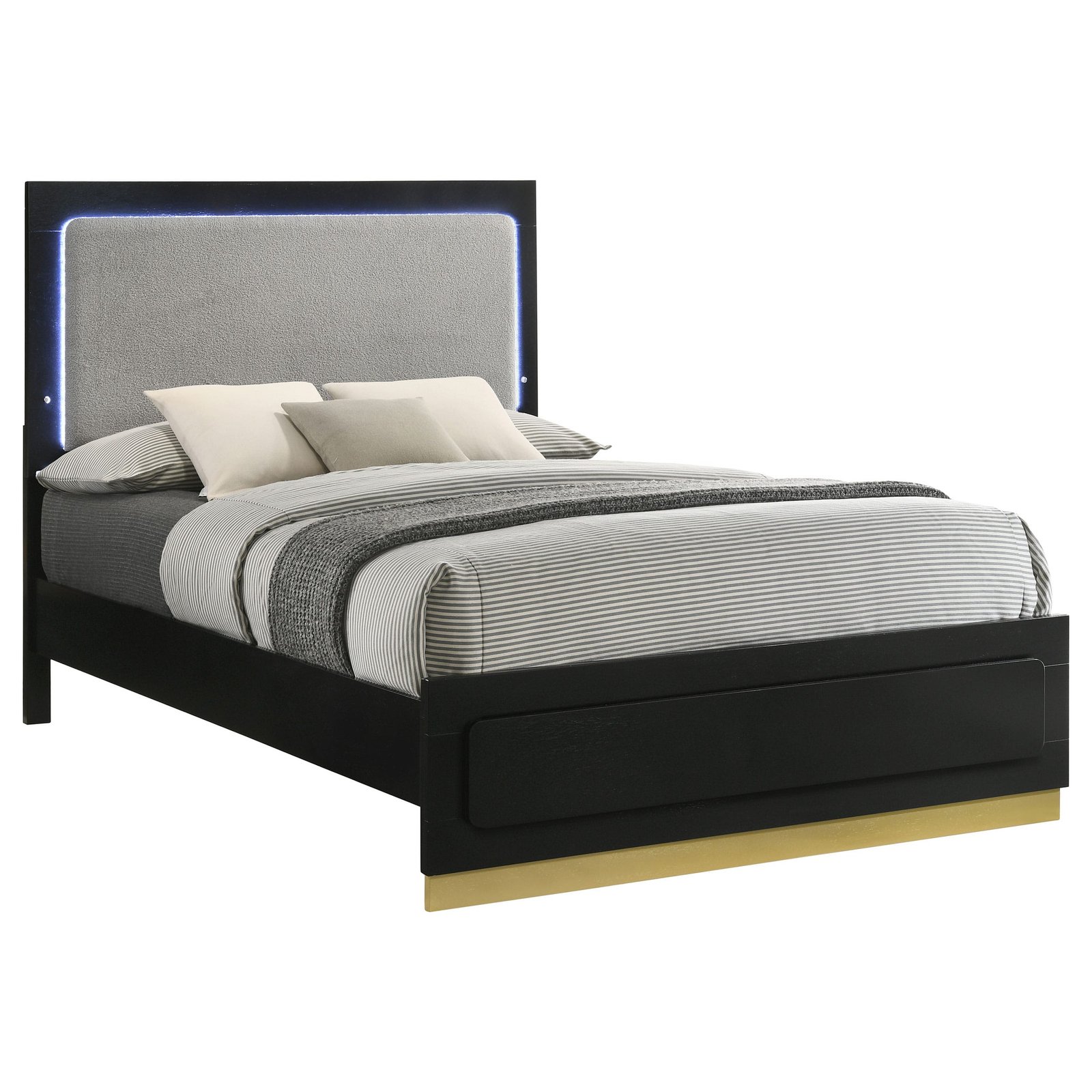 Caraway Wood LED Panel Bed Black & White - Image 4