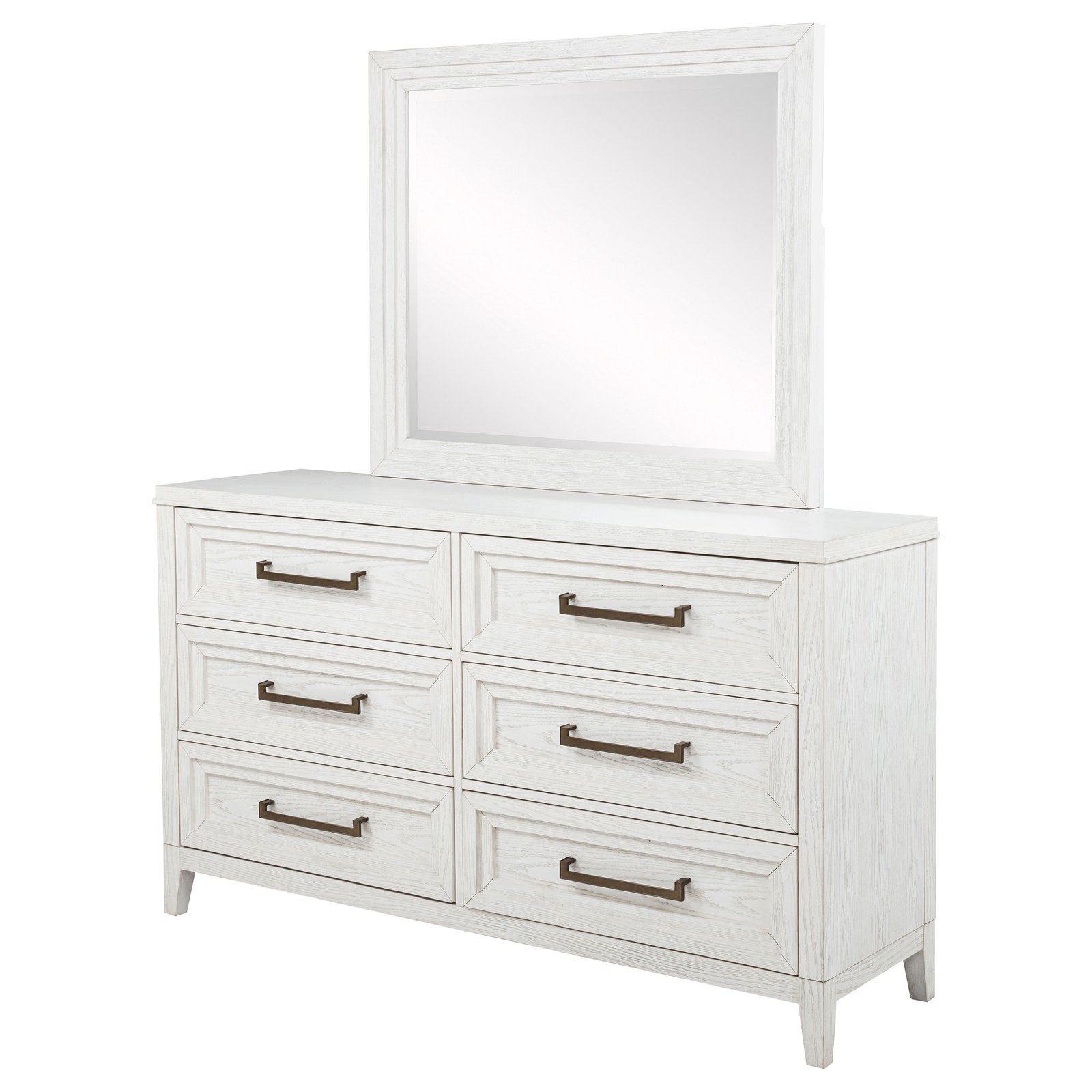 Marielle 6-drawer Dresser with Mirror Distressed White Dresser - Image 6