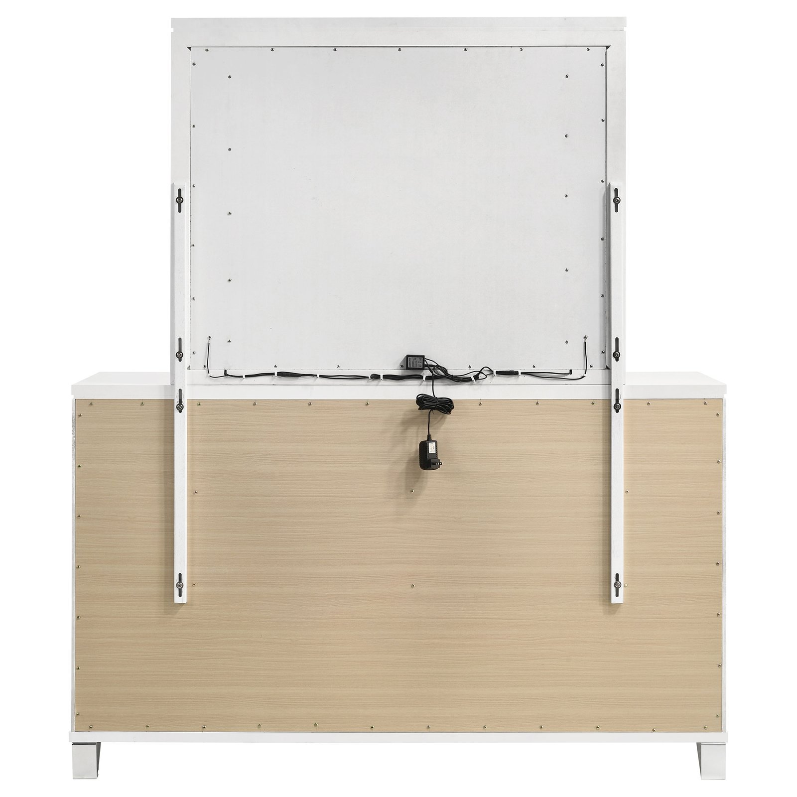 Marmore 9-drawer Dresser and LED Mirror White Dresser - Image 5