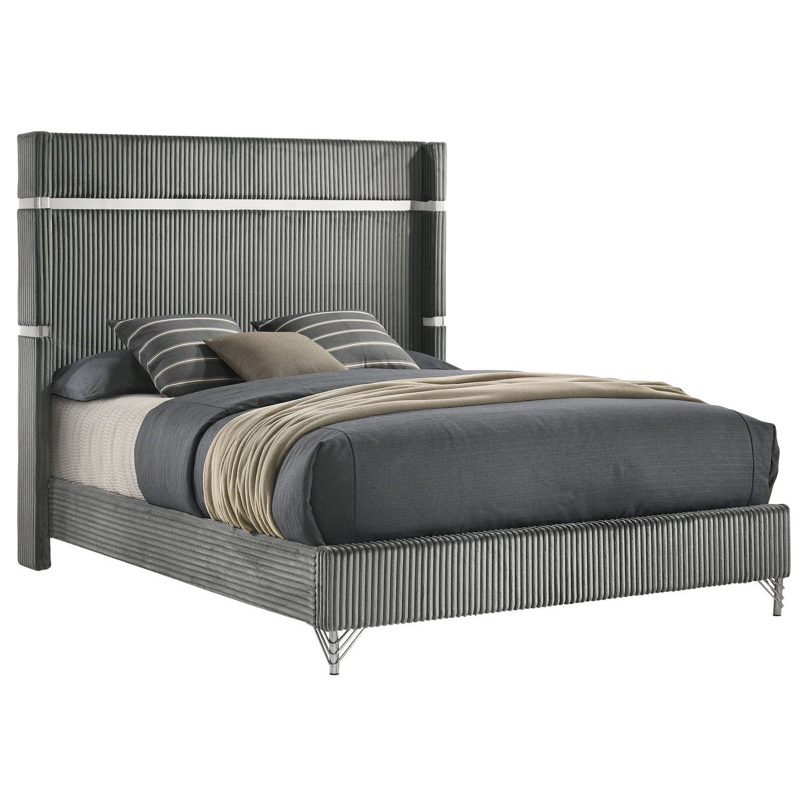 Lucia 61-inch Upholstered Wingback Bed - Image 4