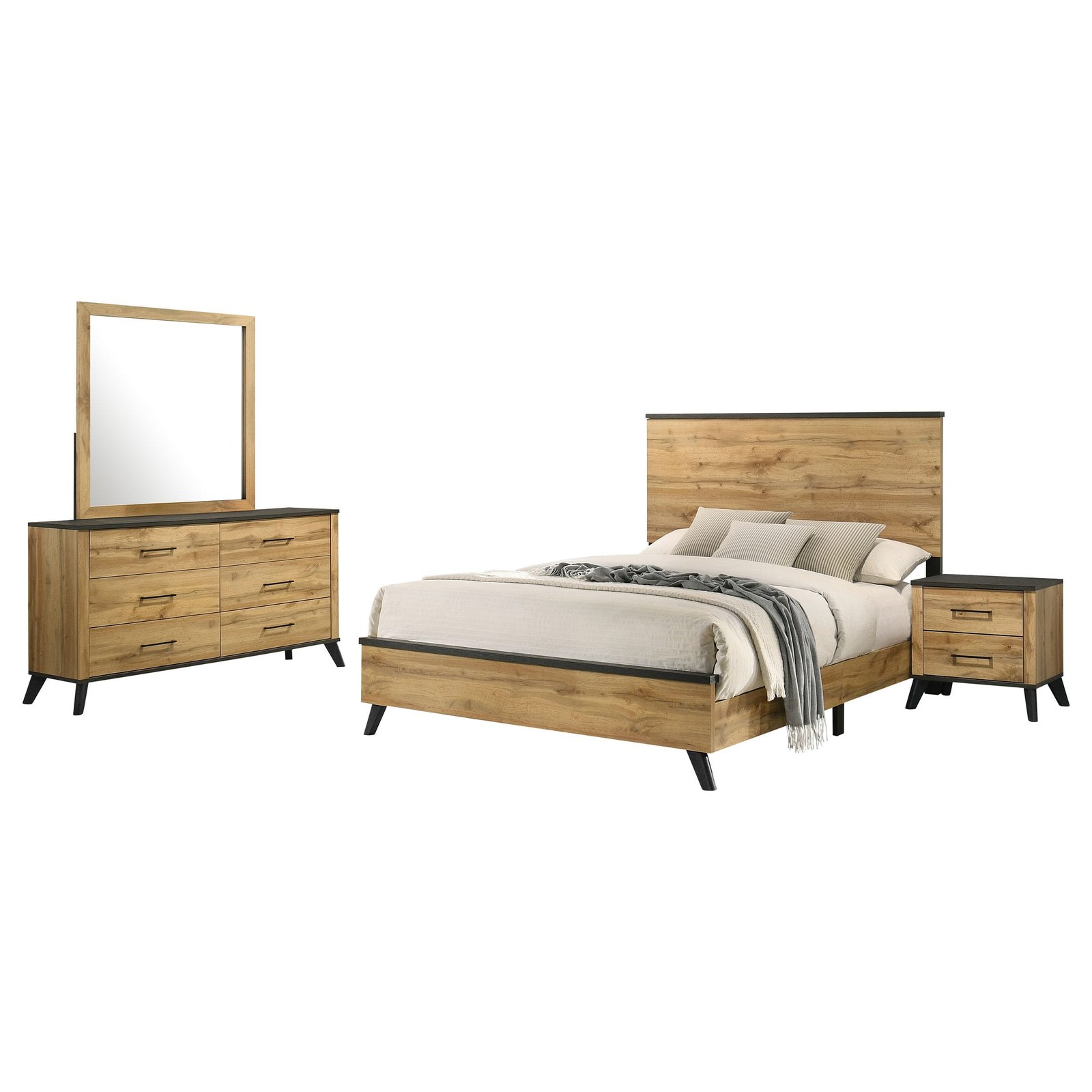 Kaywood 4-piece Eastern King Bedroom Set Natural Pine - Image 2