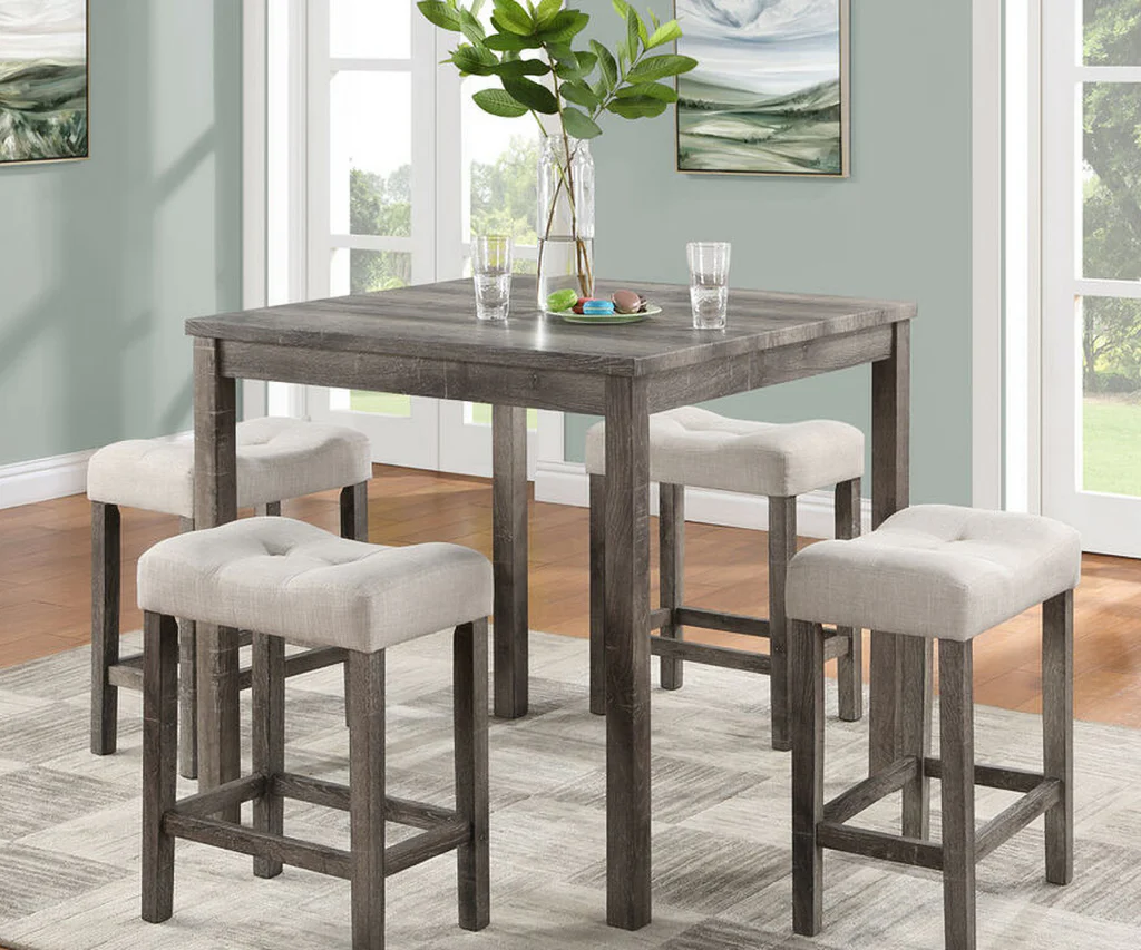 Lucian Counter Dining Set Brown Creamy & Gray - Image 2