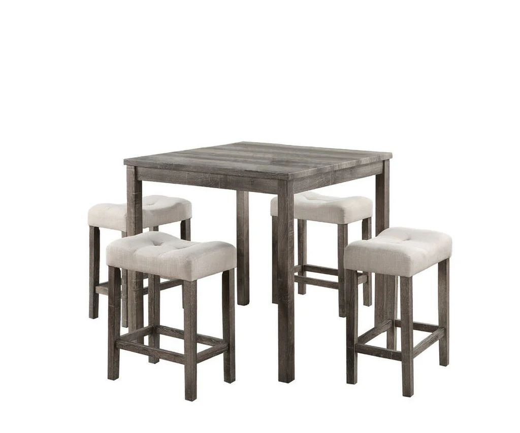Lucian Counter Dining Set Brown Creamy & Gray - Image 3