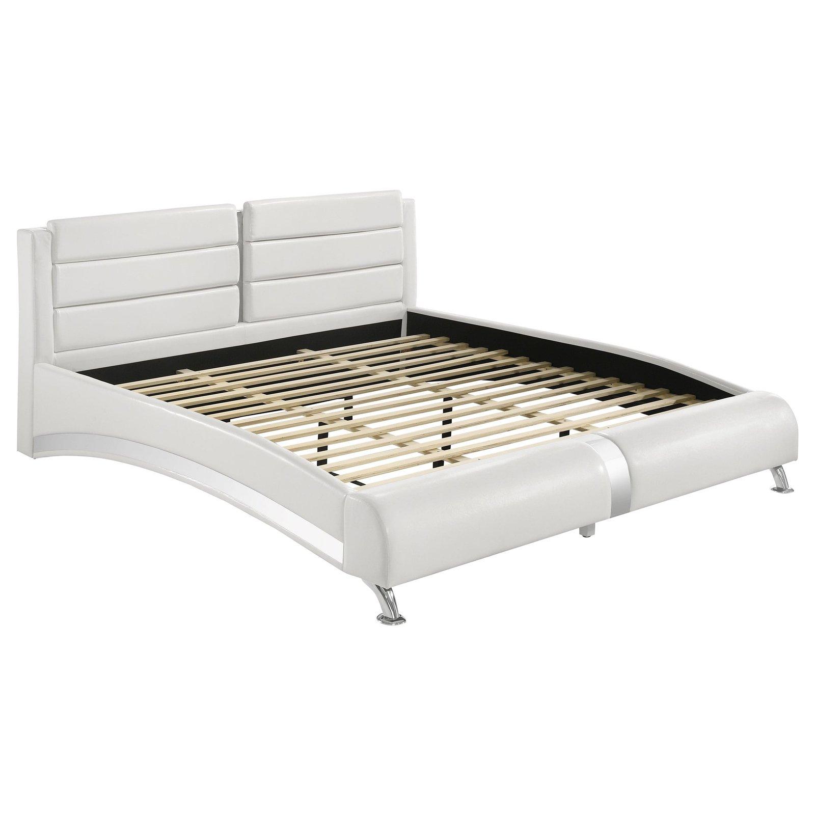 Jeremaine Upholstered Sleigh Bed White & Black - Image 2
