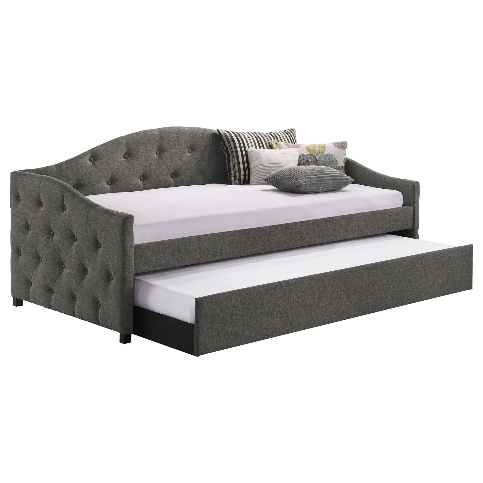 Sadie Upholstered Twin Daybed with Trundle Grey - Image 3