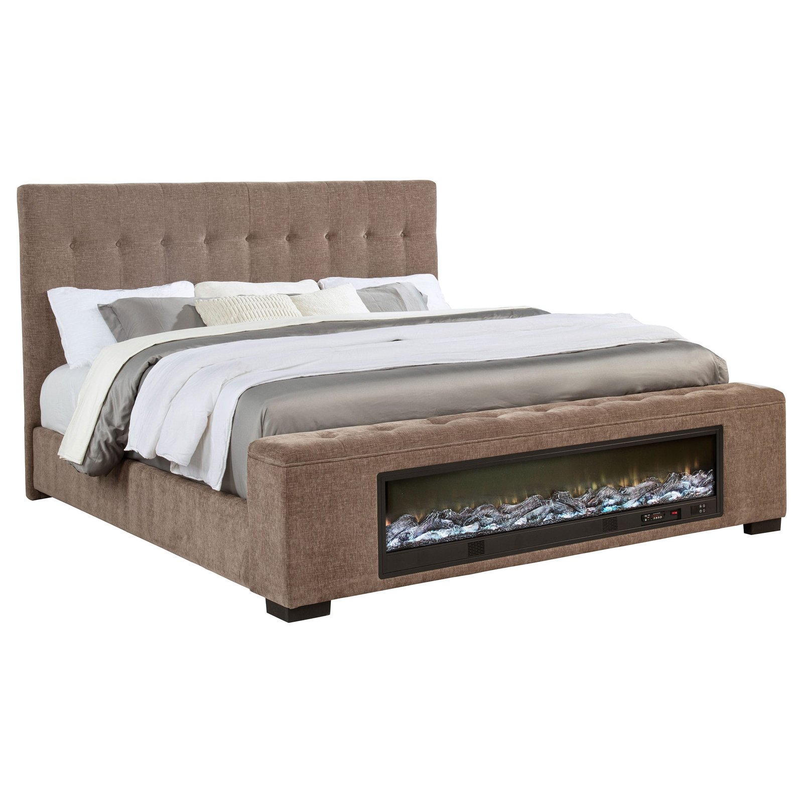 Senna Upholstered Audio Flame Visualizer Bed Brown - Image 2