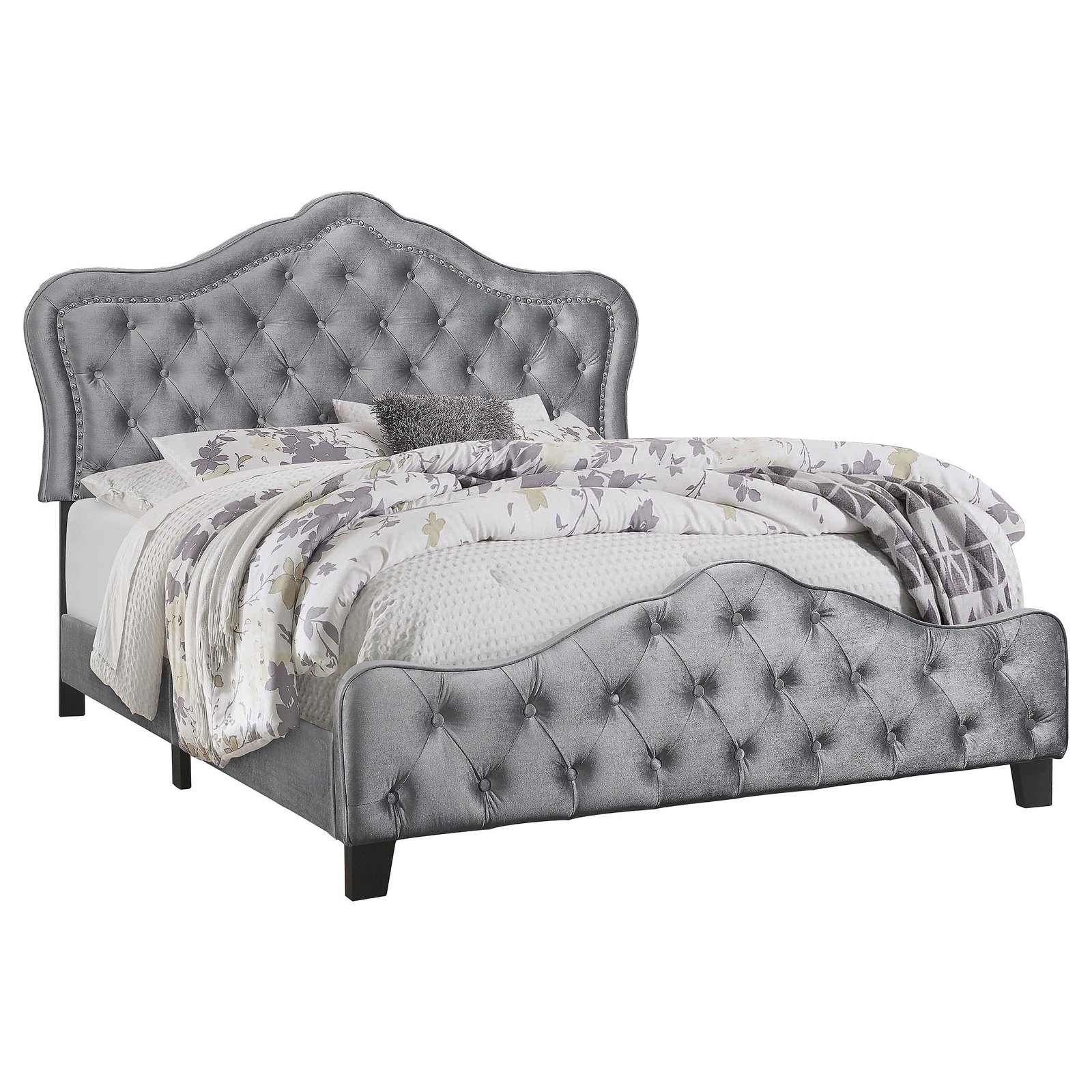 Bella Upholstered Panel Bed Grey - Image 2