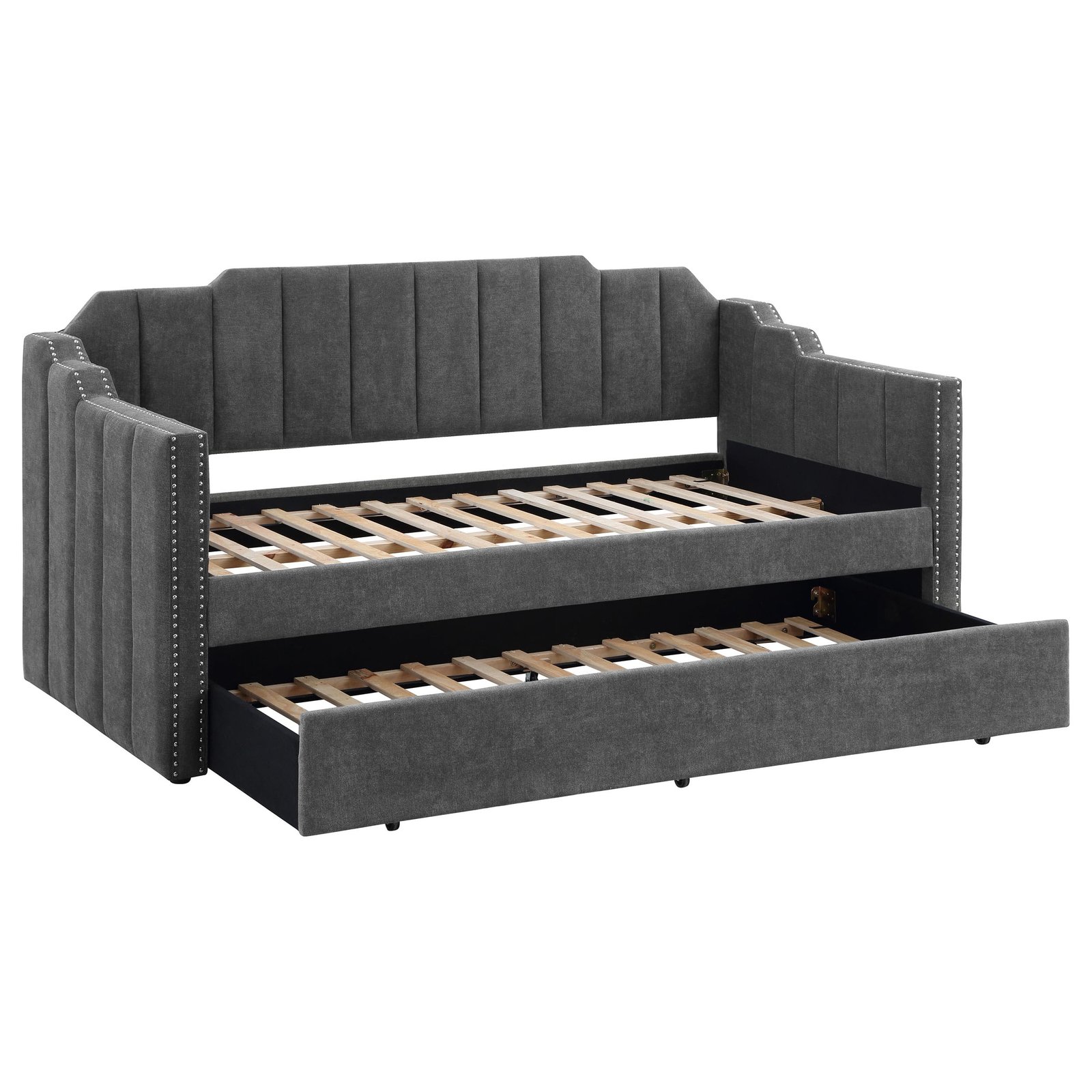 Kingston Upholstered Twin Daybed with Trundle Charcoal - Image 2