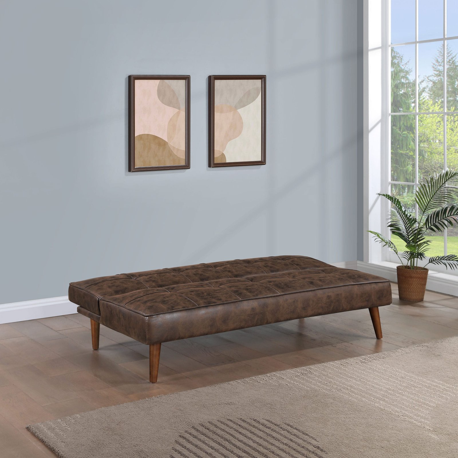 Jenson Upholstered Tufted Convertible Sofa Bed Dark Brown - Image 2