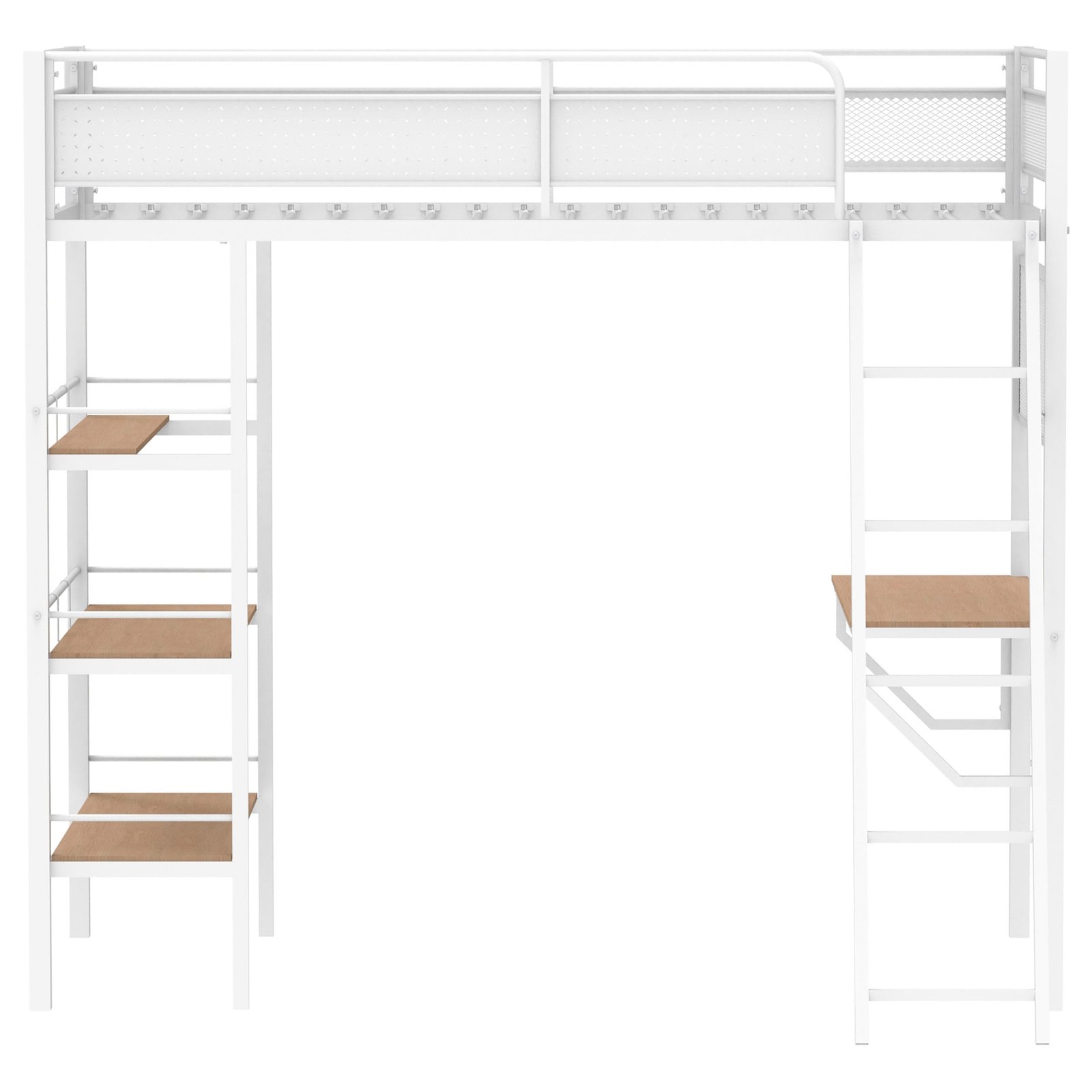 Campus 3-shelf Metal Twin Workstation Loft Bed Matte White - Image 4