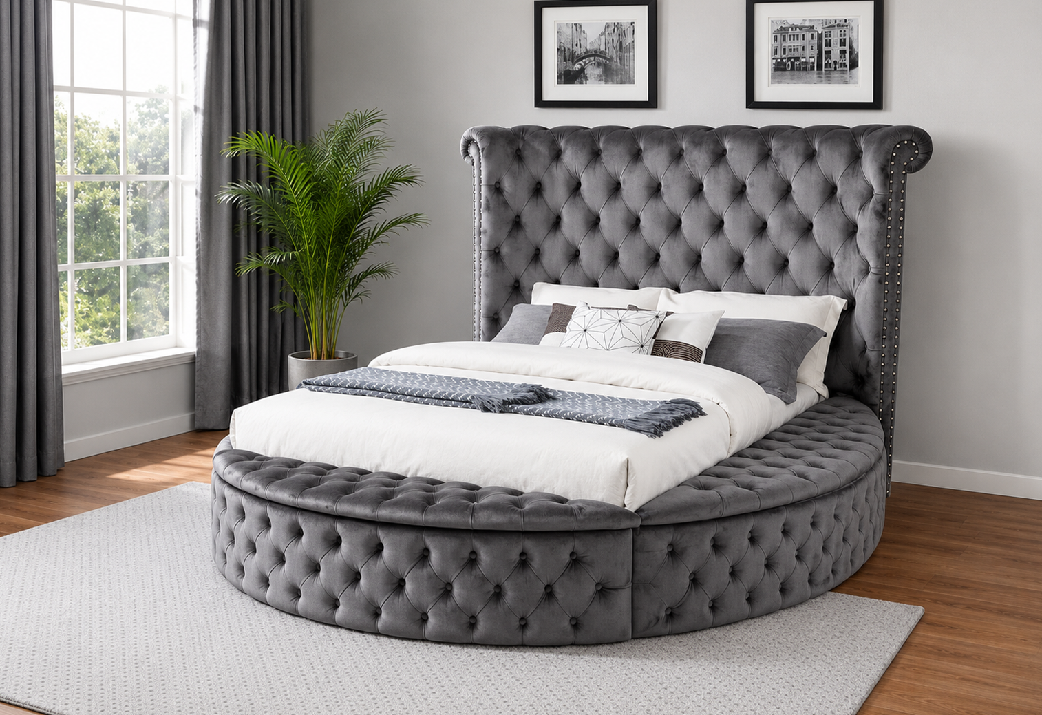 Serene King Upholstered Panel Bed with Storage (155142/155141/155143/155144)