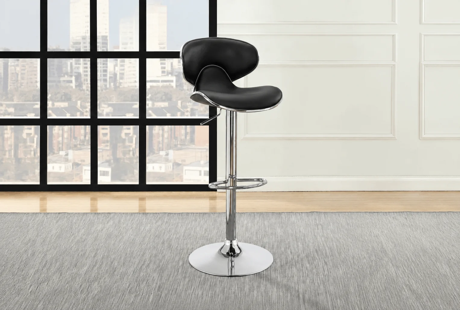 Edenton Upholstered Adjustable Bar Stool Black (Set of 2)