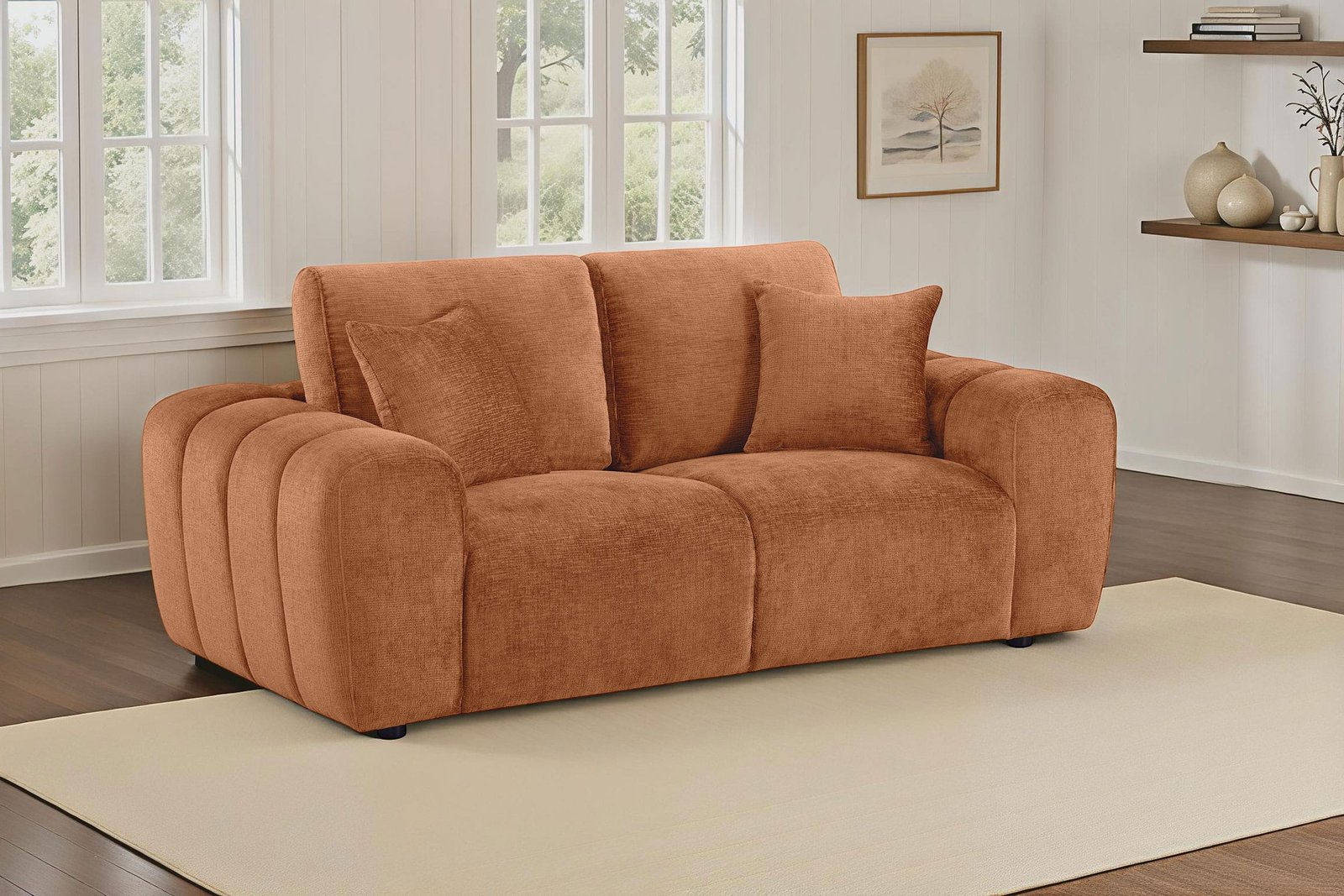 Burnett Chenille Upholstered Wide Arm Loveseat - Image 2