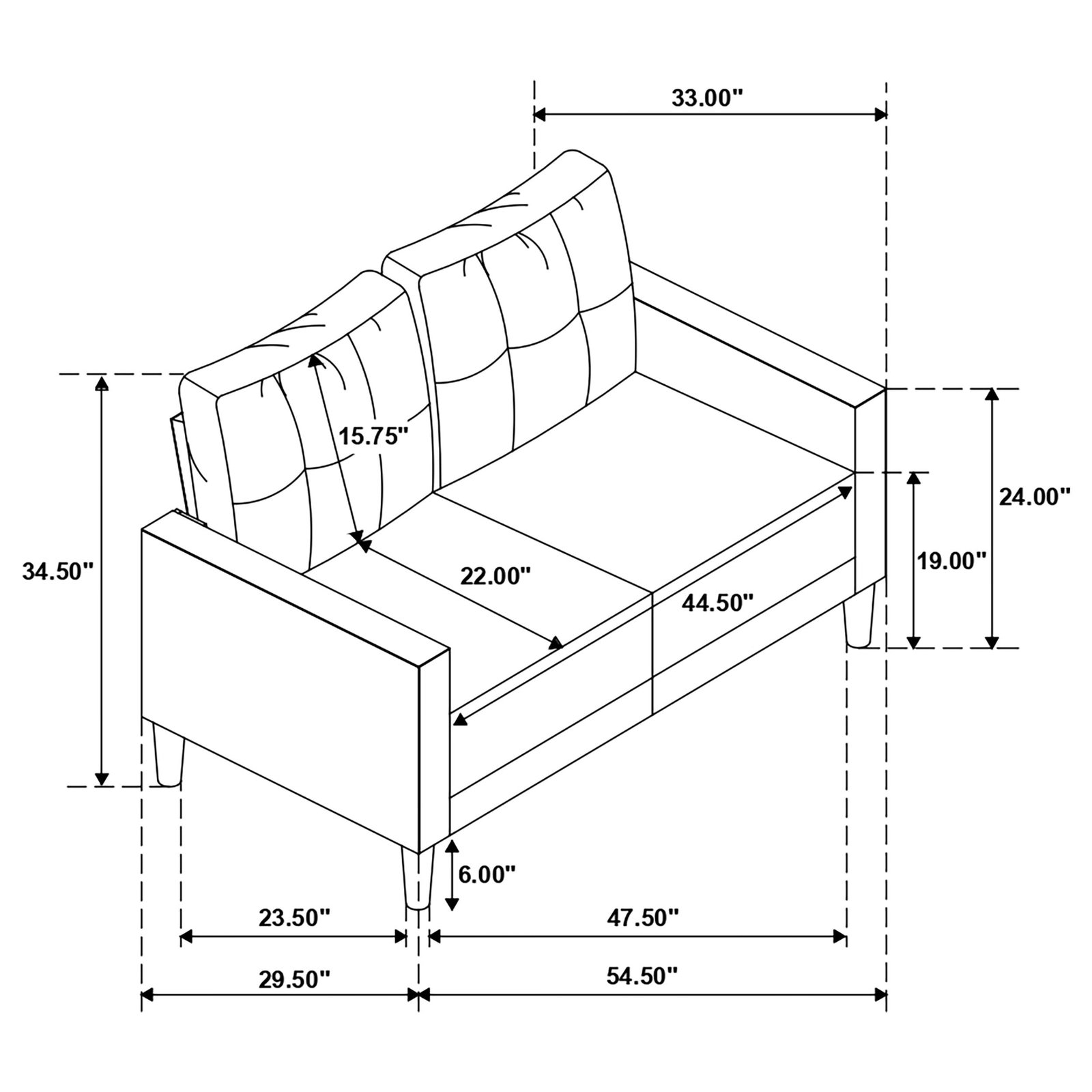 Bowen 3-piece Upholstered Track Arm Tufted Sofa Set - Image 11