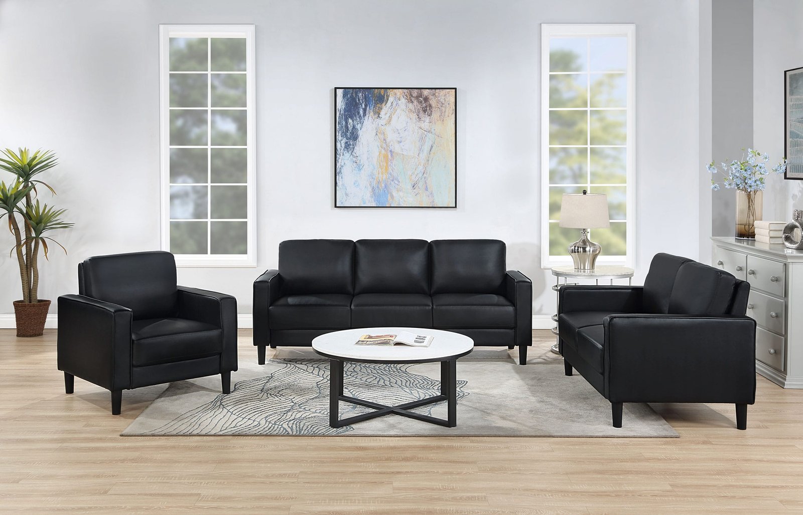 Ruth 3-piece Upholstered Track Arm Sofa Set - Image 4