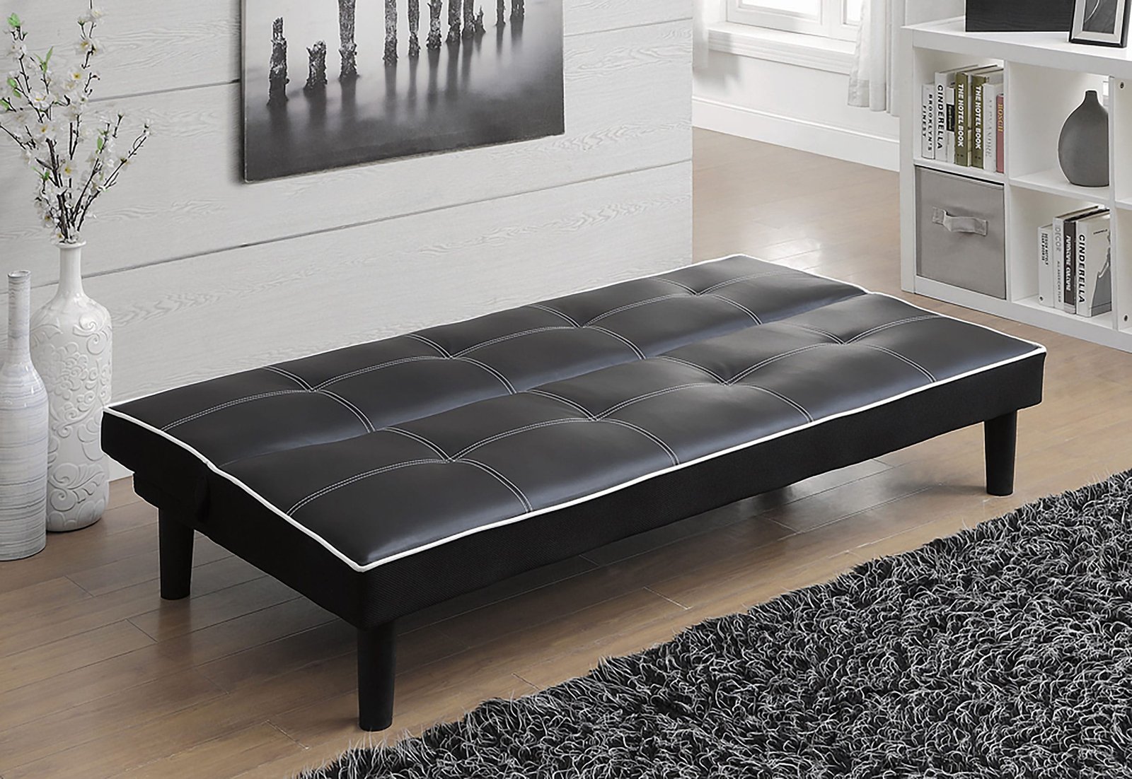 Katrina Upholstered Tufted Convertible Sofa Bed Black - Image 2