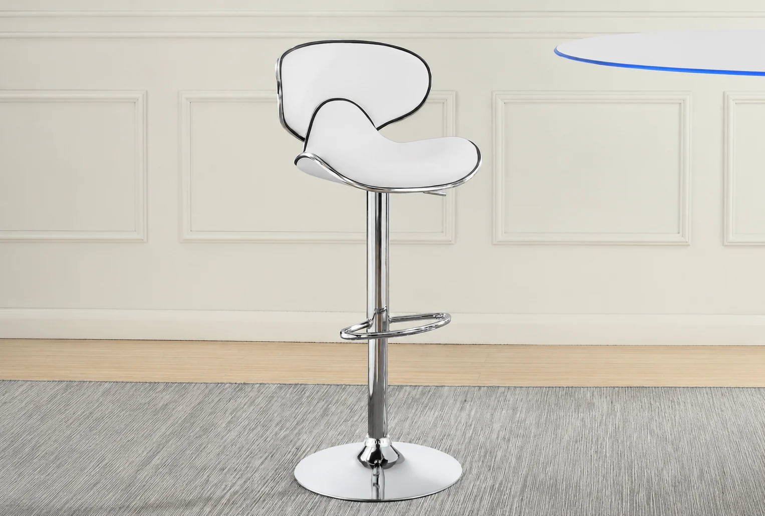 Edenton Upholstered Adjustable Bar Stool White (Set of 2)