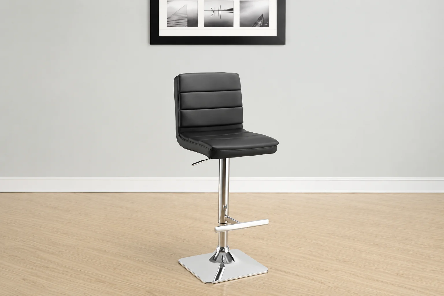 Bianca Upholstered Adjustable Bar Stool Black (Set of 2)