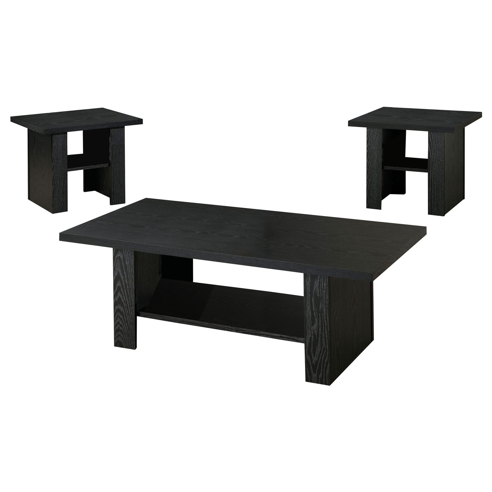 Rodez 3-piece Engineered Wood Coffee Table Set Black Oak - Image 2